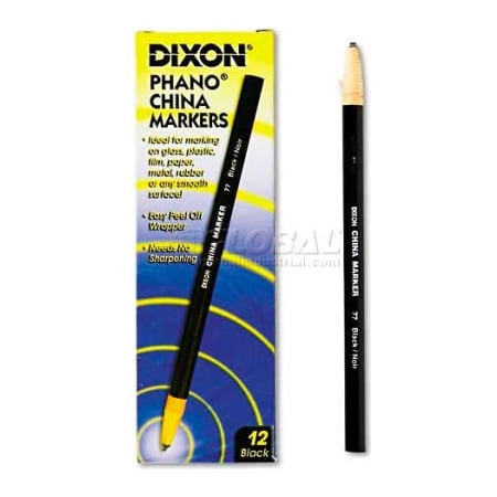 Dixon Ticonderoga Dixon 77 China Marker, Black, Dozen 77